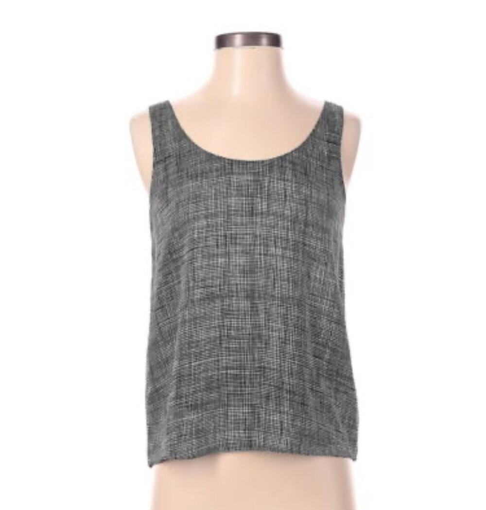 Theory Black White Pattern Silk Sleeveless Tank Top Size Small